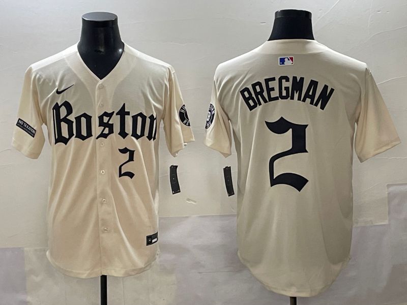 Men 2025 Boston Red Sox #2 Bregman Cream Five generations Joint Name Nike MLB Jersey style 12